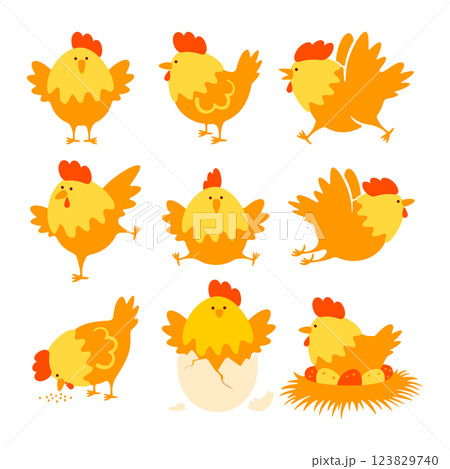 Chicken characters set 123829740