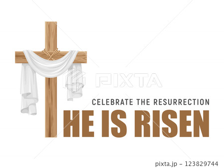 Cross with Shroud on Calvary, He Is Risen 123829744