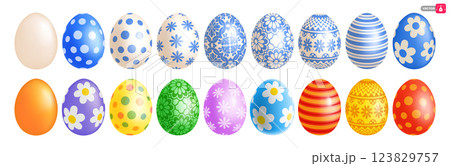 Easter Painted Eggs Set Easter Painted Eggs Set 123829757