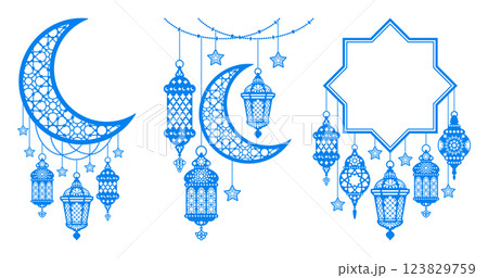 Ramadan Lantern Garland Decoration Set Ramadan Lantern Garland Decoration Set 123829759