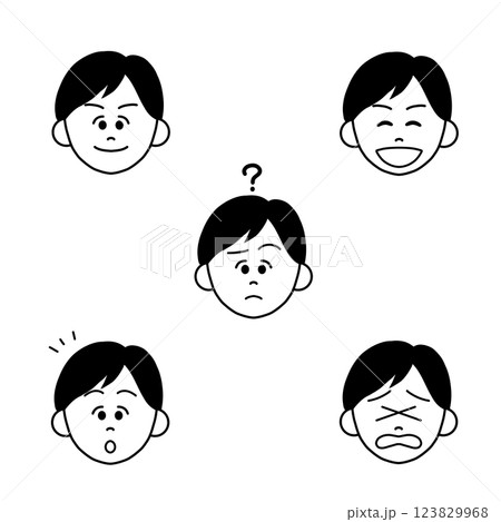 色々な表情をする男性の顔イラストセット 123829968