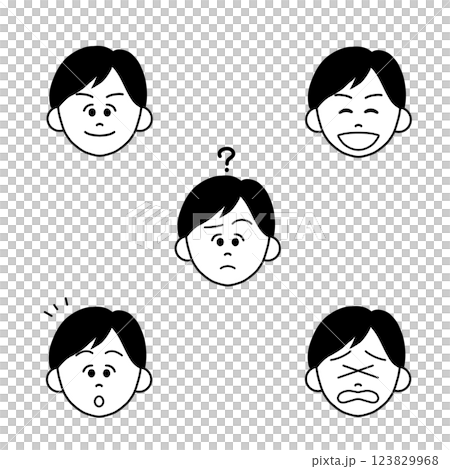 色々な表情をする男性の顔イラストセット 123829968