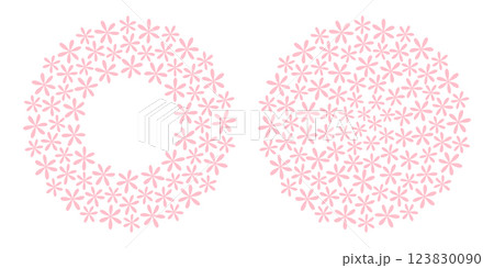 Abstract Flowers in trendy soft punk Circular Frame border Copy space and Background Template Set 2 123830090