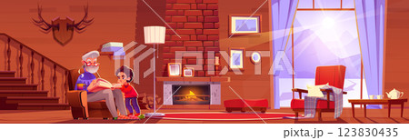 Cozy winter interior home scene Cozy winter interior home scene 123830435