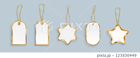 Paper price tags with golden frame Paper price tags with golden frame 123830449