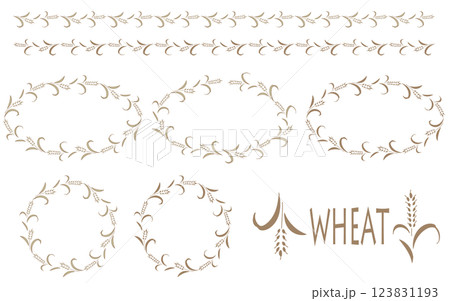 麦の穂のフレーム、ラインセット。 123831193