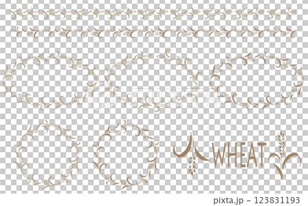 麦の穂のフレーム、ラインセット。 123831193