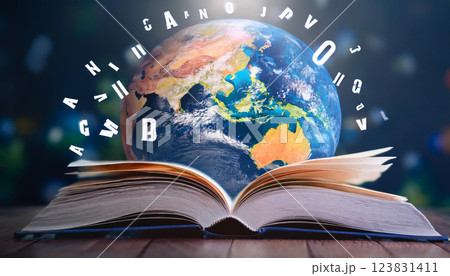 A book is open to a page with the letters A, B, C, and D on it A book is open to a page with the letters A, B, C, and D on it 123831411