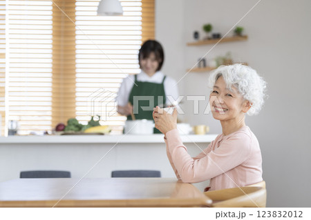 家事代行を利用するシニア女性 123832012