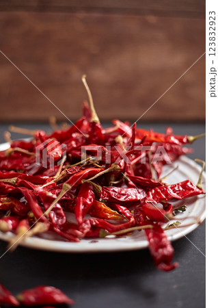 Dried chilli peppers Dried chilli peppers 123832923