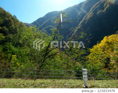 山の中にある道 123833476