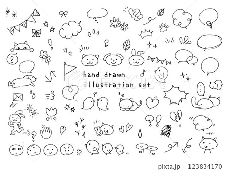 手書きのかわいいアイコンセットのイラスト素材 [123834170] - PIXTA