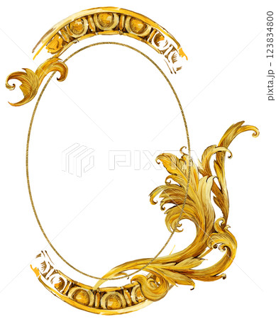 Watercolor frames and vignette for design template. Victorian style. Golden floral borders. Watercolor frames and vignette for design template. Victorian style. Golden floral borders. 123834800