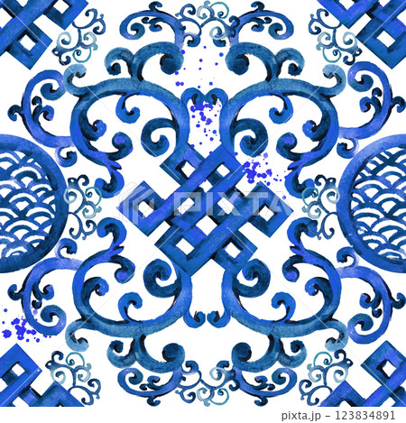 seamless pattern in japanese style. Asiane traditional art. seamless pattern in japanese style. Asiane traditional art. 123834891