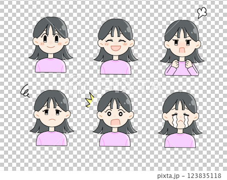 女性臉部表情集 女性臉部表情集 123835118