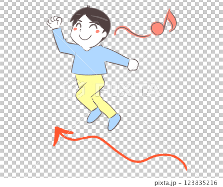 Illustration of a boy feeling good 123835216