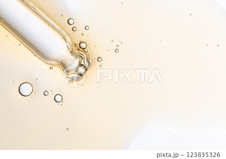 Textured background of cosmetic moisturizing gel or skin serum. Copy space 123835326