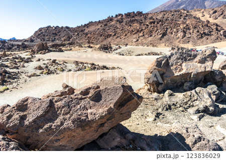 Lava Fields, Pumice Volcano Stones Texture, Volcanic Pumice Pattern, Pieces of Lava, Basalt Extrusive Igneous Rock 123836029