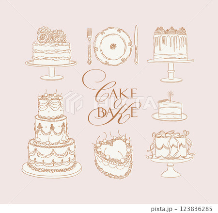 Cake one and two tier collection beige 123836285