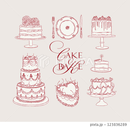 Cake one and two tier collection red 123836289