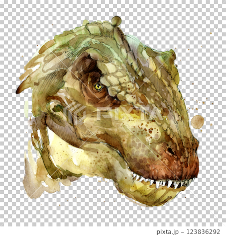 Watercolor hand drawn realistic dinosaurus. Watercolor hand drawn realistic dinosaurus. 123836292