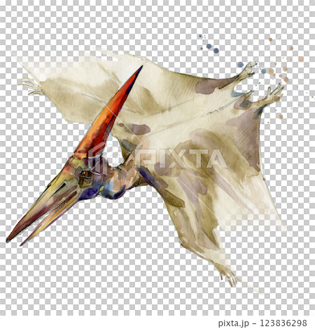 Watercolor hand drawn realistic dinosaurus. 123836298