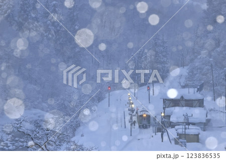 雪降る大白川駅（只見線） 123836535