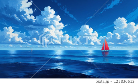 海に浮かぶヨット 123836612