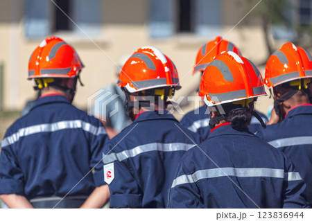 Mountain rescue squad parading during Bastille Day Mountain rescue squad parading during Bastille Day 123836944