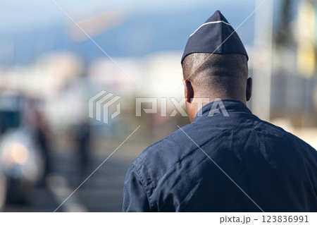French police biker in uniform French police biker in uniform 123836991