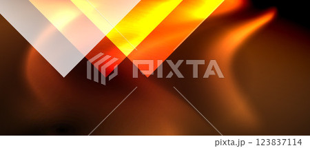 Glass squares with neon shiny light abstract background 123837114