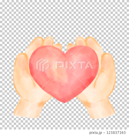 Hands holding a watercolor heart Hands holding a watercolor heart 123837163
