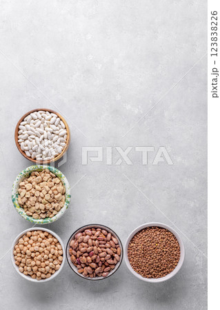 Assorted dried beans, lentils, and chickpeas Assorted dried beans, lentils, and chickpeas 123838226
