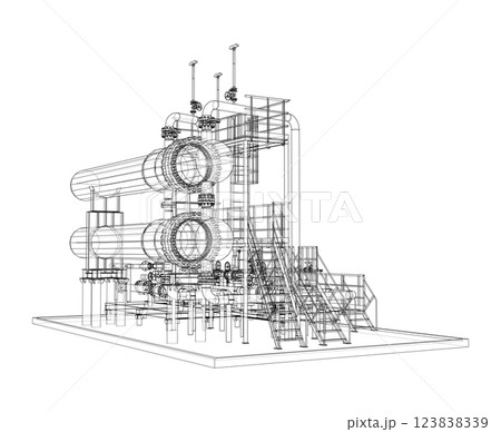 Petroleum heater exchanger. Vector rendering of 3d Petroleum heater exchanger. Vector rendering of 3d 123838339