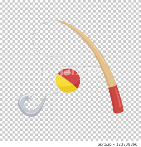 かわいい釣り竿のイラスト_赤 123838860