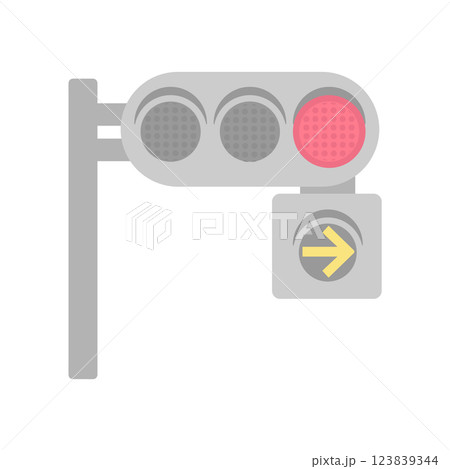矢印式信号機（黄色）　路面電車　イラスト 123839344