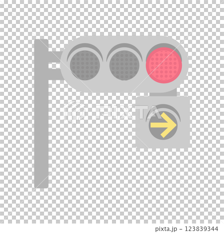 矢印式信号機（黄色）　路面電車　イラスト 123839344