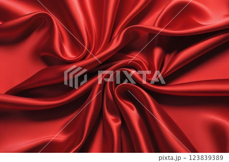 Red silk or satin luxury fabric texture can use as abstract background. Top view. 123839389