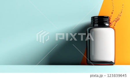 Creative bottle design with vibrant colors and modern aesthetics 123839645