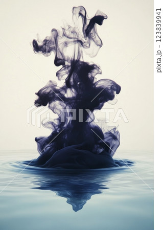 Mysterious black ink swirling in water creating beautiful patterns Mysterious black ink swirling in water creating beautiful patterns 123839941