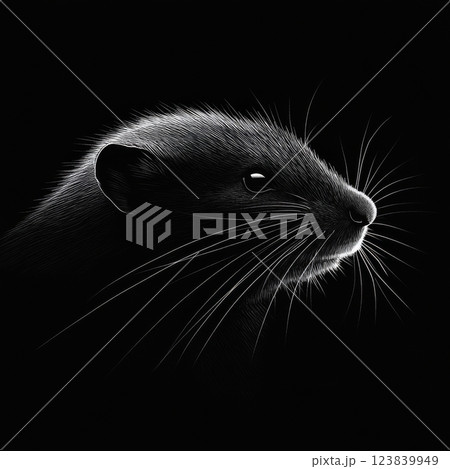 Portrait of a sleek animal against a dark background 123839949