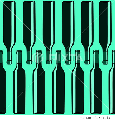 Seamless pattern with wine bottles. Endless ornament from bottles. Seamless pattern with wine bottles. Endless ornament from bottles. 123840131