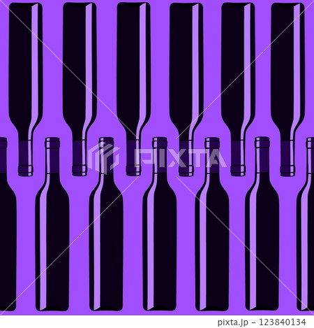 Seamless pattern with wine bottles. Endless ornament from bottles. Seamless pattern with wine bottles. Endless ornament from bottles. 123840134