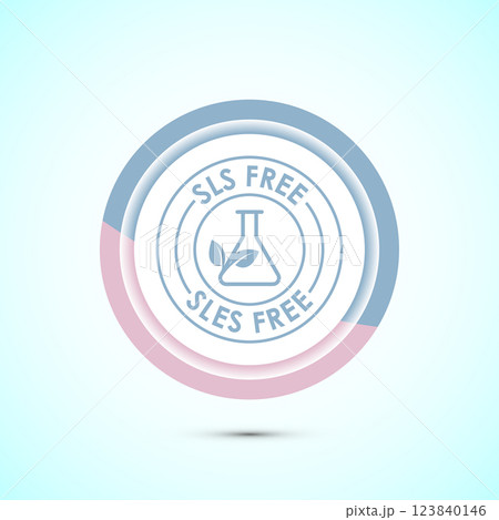 SLS free icon design illustration, SLS and SLES free label badge for web, Button design 123840146