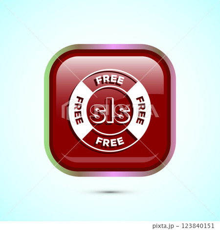 SLS free icon design illustration, SLS and SLES free label badge for web, Button design 123840151