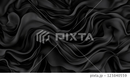 Elegant flowing black fabric creates a textured background 123840559