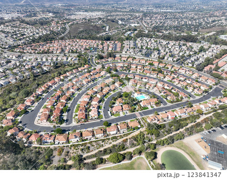 Aerial view of middle class community identical condominium, Oceanside, South California Aerial view of middle class community identical condominium, Oceanside, South California 123841347
