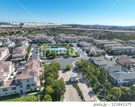 Aerial view of middle class community identical condominium, Oceanside, South California Aerial view of middle class community identical condominium, Oceanside, South California 123841375