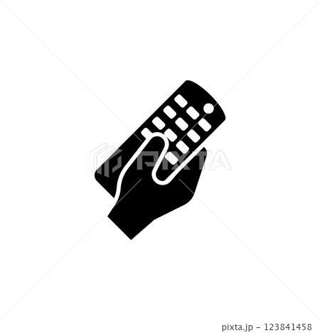 Vector icon of a hand gripping a remote control for intuitive digital interaction 123841458