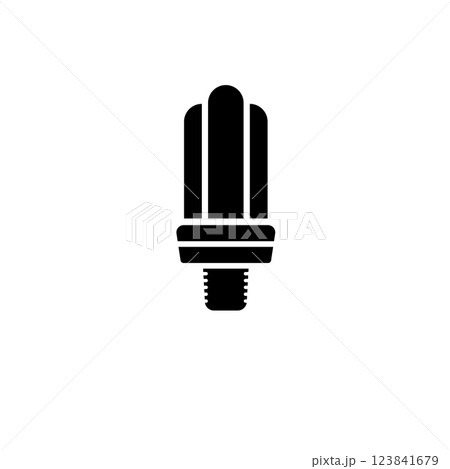 Fluorescent Light Bulb Solid Flat Vector Icon Isolated on White Background 123841679